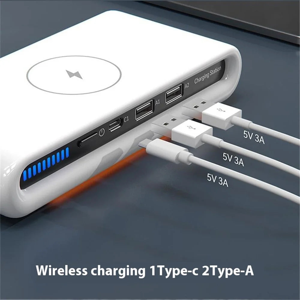 N67 USB Multi-Port Wireless Charger 30W Fast Charging Station USB Charging Hub with Ambient Light - 4