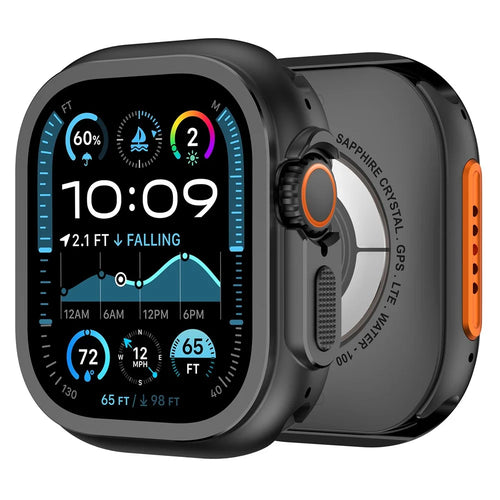 For Apple Watch Ultra 3 / Ultra 2 / Ultra 49mm Protective Case Alloy Watch Frame - Black - 1