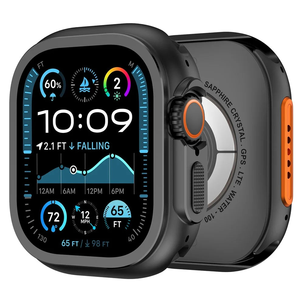 For Apple Watch Ultra 3 / Ultra 2 / Ultra 49mm Protective Case Alloy Watch Frame - Black - 1