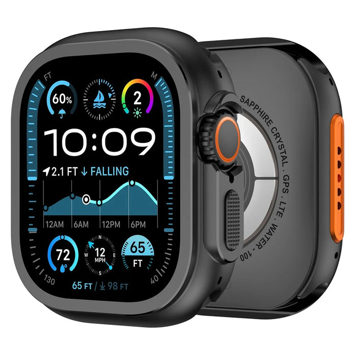 For Apple Watch Ultra 3 / Ultra 2 / Ultra 49mm Protective Case Alloy Watch Frame - Black - 1