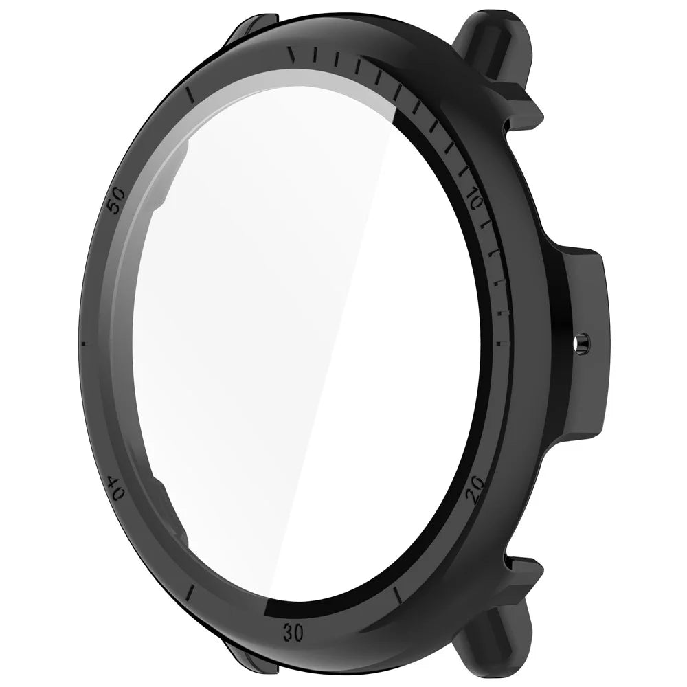 For Huami Amazfit Active 2 Watch Case PC Frame Cover with Tempered Glass Screen Film - Black - 4