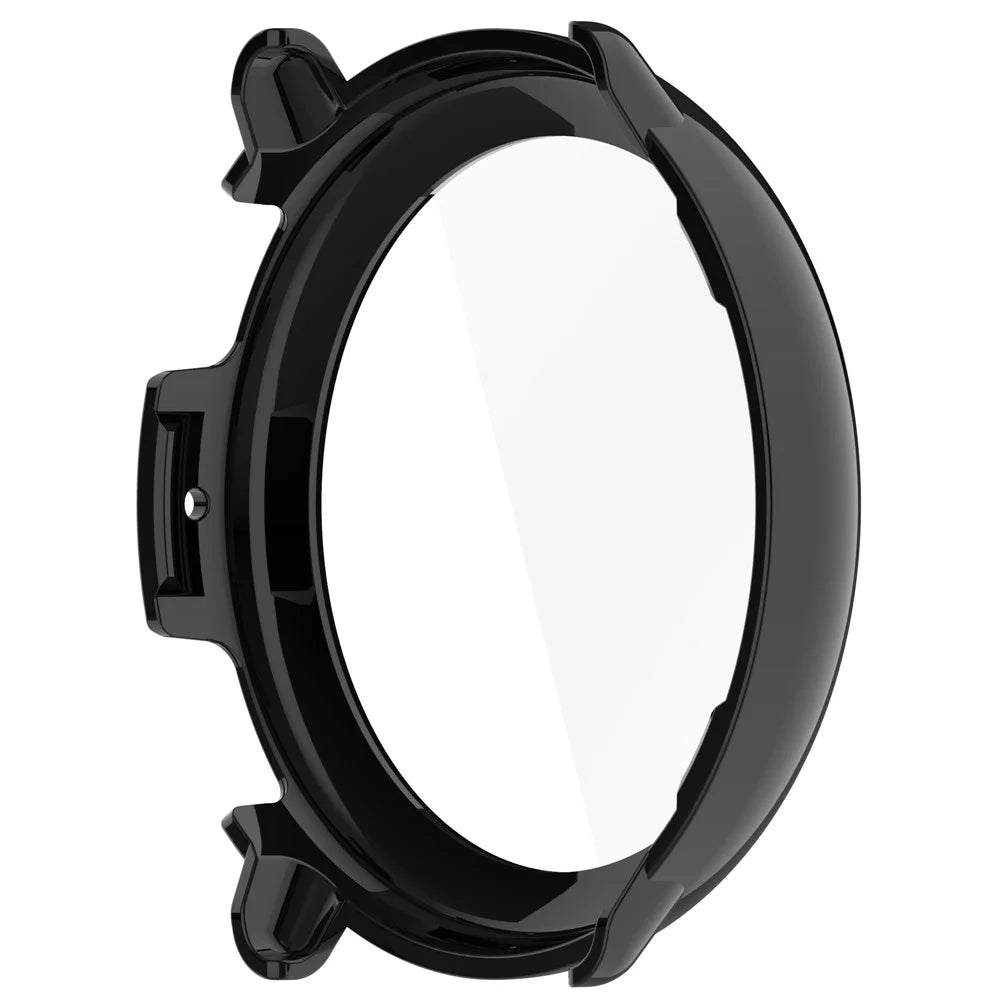 For Huami Amazfit Active 2 Watch Case PC Frame Cover with Tempered Glass Screen Film - Black - 5