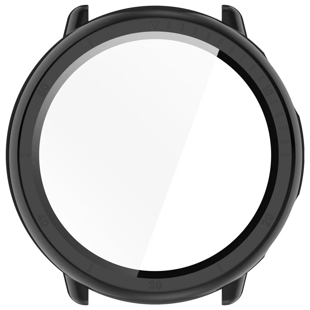 For Huami Amazfit Active 2 Watch Case PC Frame Cover with Tempered Glass Screen Film - Black - 6