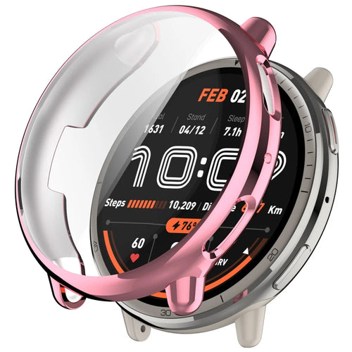 For Huami Amazfit Active 2 (A2437) Watch Case Full Coverage Flexible TPU Electroplating Cover - Pink - 1