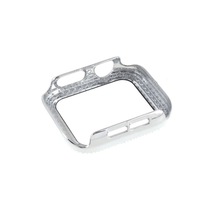 Electroplating Rhinestones Decor PC Frame Tempered Glass Protector Cover for Apple Watch Series 4 / 5 / 6 / SE / SE (2022) 44m - White - 3