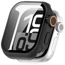 For Apple Watch Series 11 / 10 46mm Protective Case Instant Transformation Ultra 2 Hard PC Watch Cover with Tempered Glass Screen Film - Black - 1
