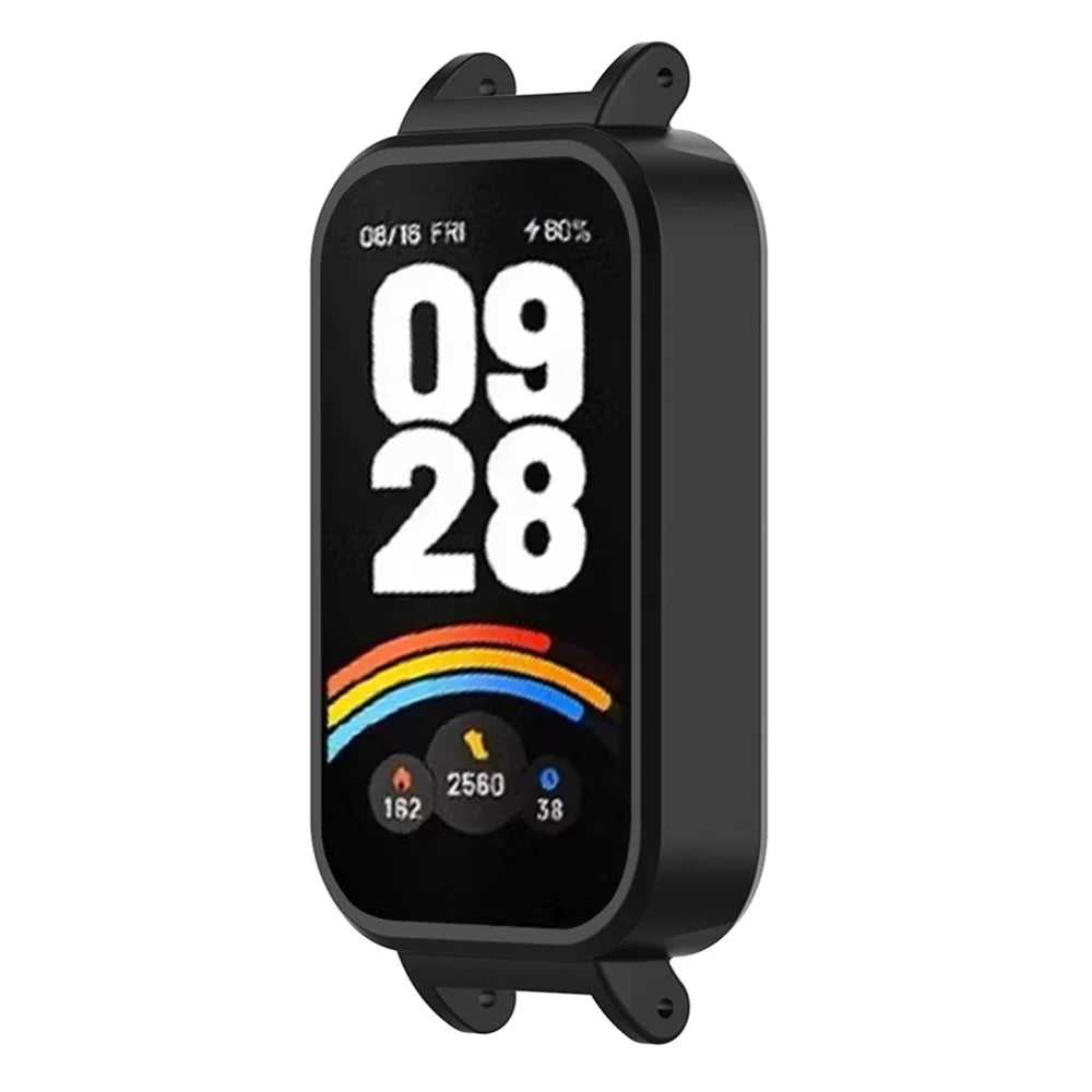 For Xiaomi Redmi Band 3 / Smart Band 9 Active Watch Frame Watch Strap PC Cover with 12mm Inner Adapter Connector - Black - 4