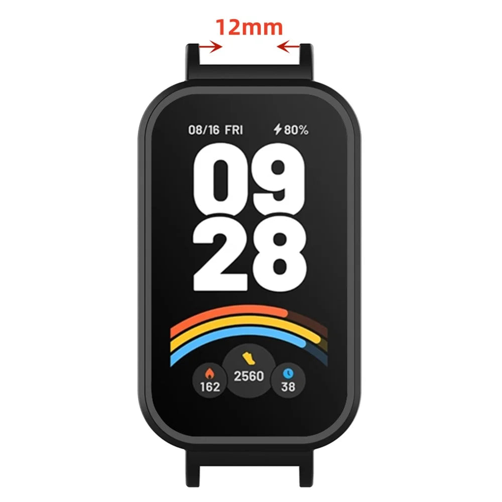 For Xiaomi Redmi Band 3 / Smart Band 9 Active Watch Frame Watch Strap PC Cover with 12mm Inner Adapter Connector - Black - 5