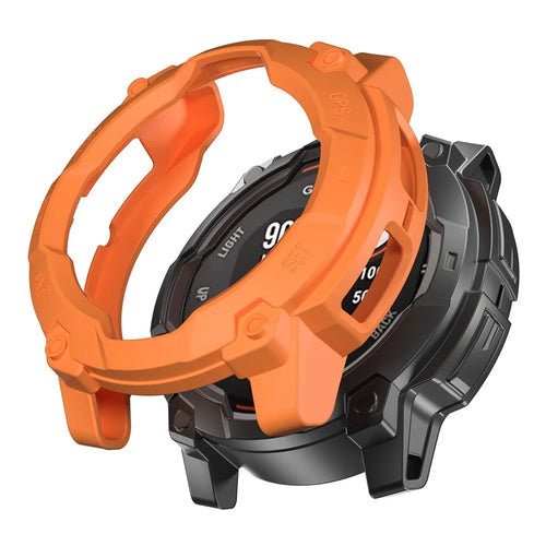 For Garmin Instinct 3 Solar 50mm TPU Watch Case Hollow-Out Rugged Bumper Cover - Orange - 1