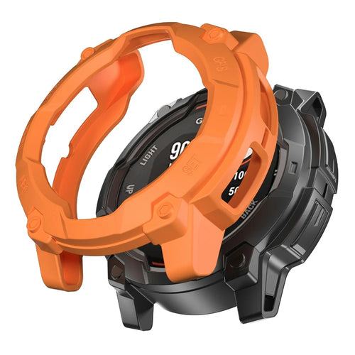 For Garmin Instinct 3 Solar 45mm TPU Watch Case Hollow-Out Rugged Bumper Cover - Orange - 1