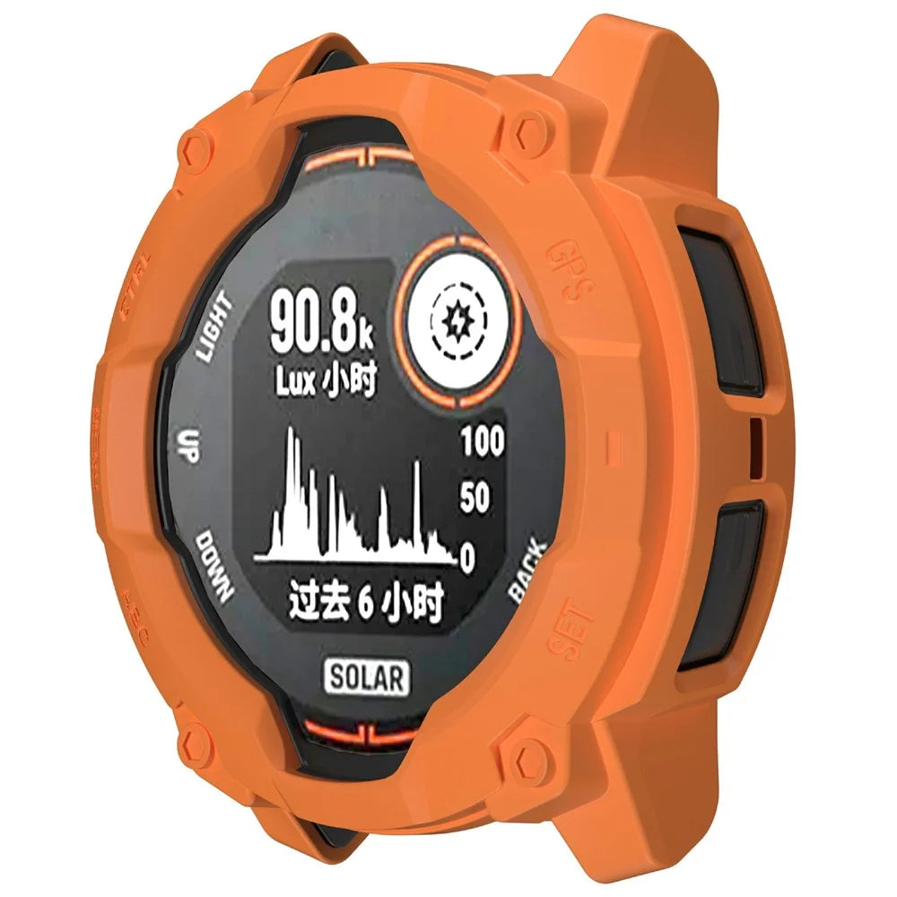 For Garmin Instinct 3 Solar 45mm TPU Watch Case Hollow-Out Rugged Bumper Cover - Orange - 2