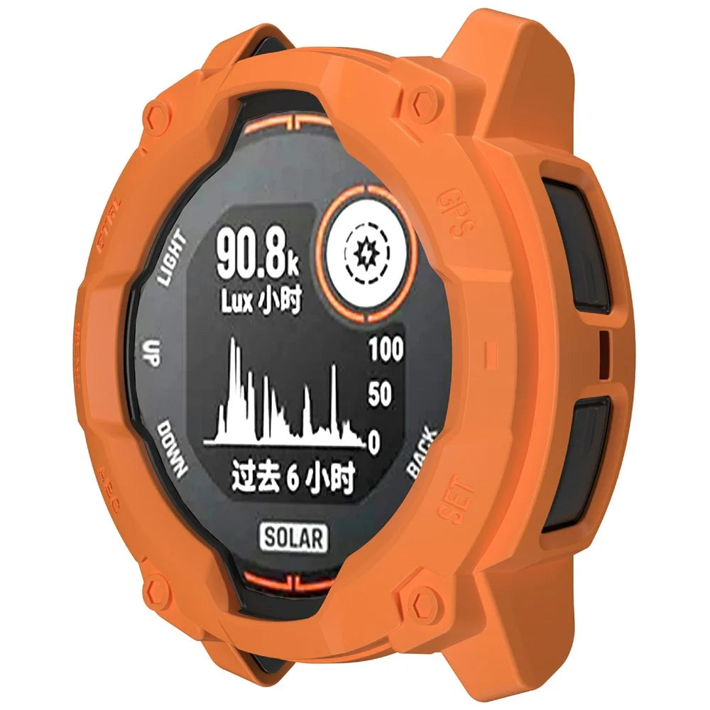 For Garmin Instinct 3 Solar 50mm Protective Case Rugged Armor TPU Shell Watch Cover - Orange - 2