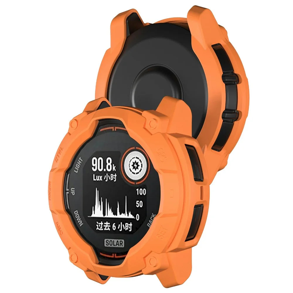 For Garmin Instinct 3 Solar 50mm Protective Case Rugged Armor TPU Shell Watch Cover - Orange - 3