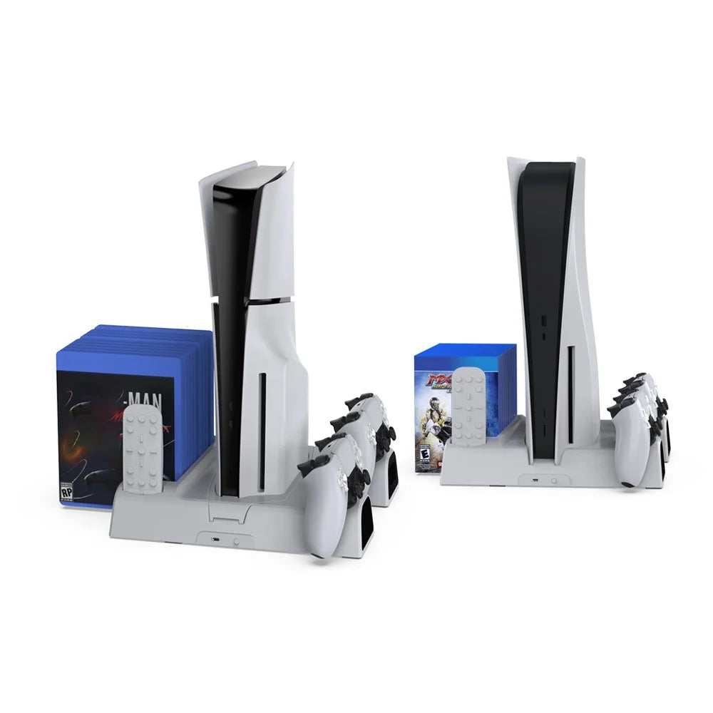 DOBE TP5-3532D For Sony PS5 Slim / PS5 Pro Cooling Stand Dual Controller Charging Station Game Disc Storage Rack - 6
