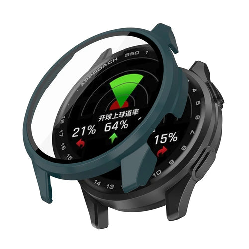 For Garmin Approach S50 Watch Case PC Frame Cover with Tempered Glass Screen Film - Green - 1