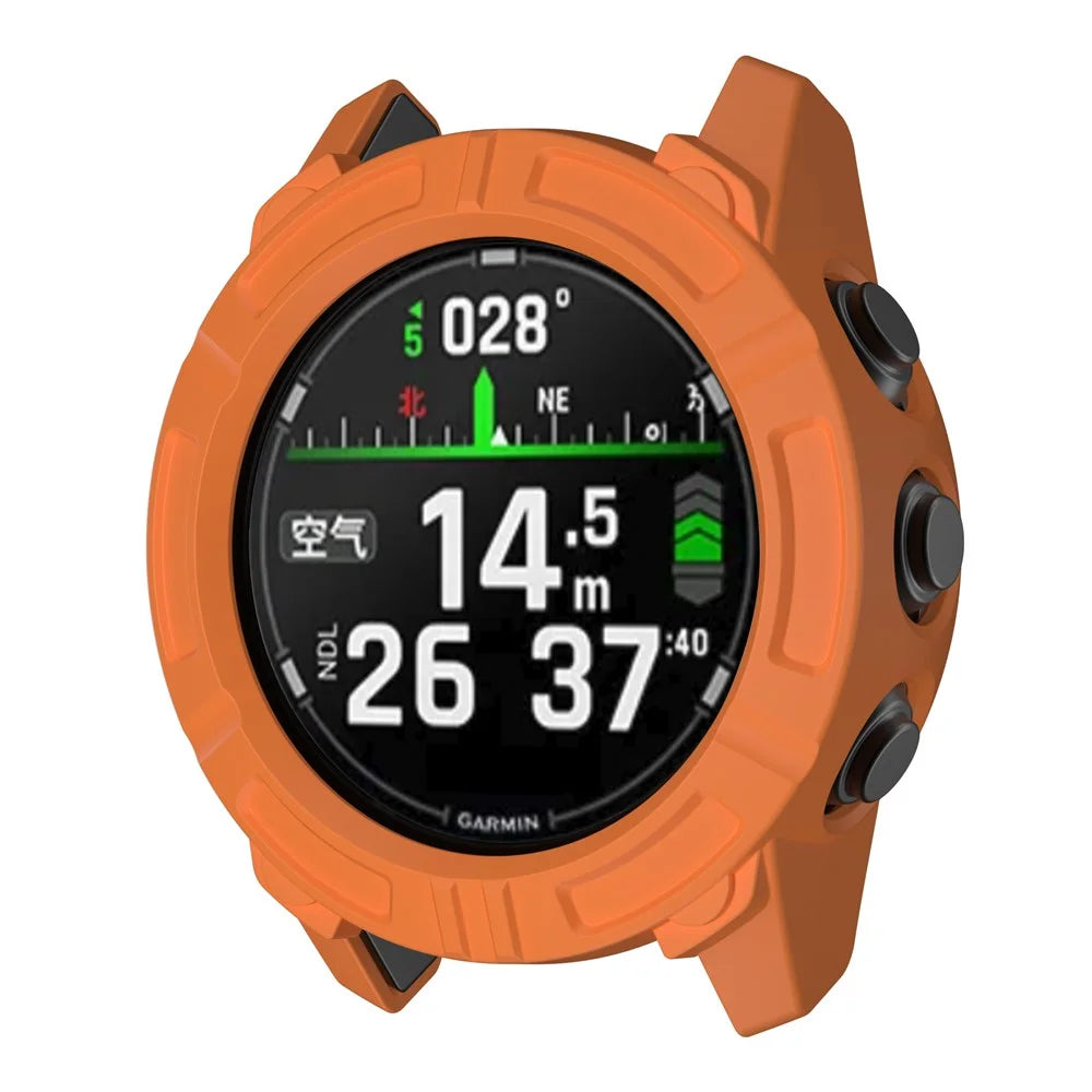 For Garmin Descent G2 Anti Scratch Protective Case Rugged Armor TPU Shell Watch Cover - Orange - 5