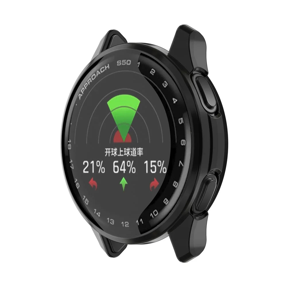For Garmin Approach S50 Watch Case Electroplating Full Wrapped TPU Cover - Black - 4