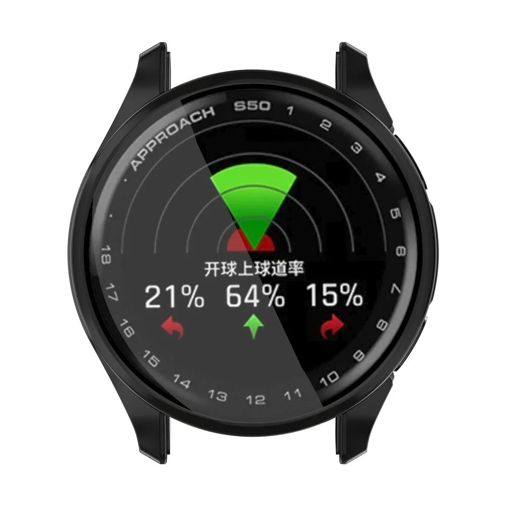 For Garmin Approach S50 Watch Case Electroplating Full Wrapped TPU Cover - Black - 5