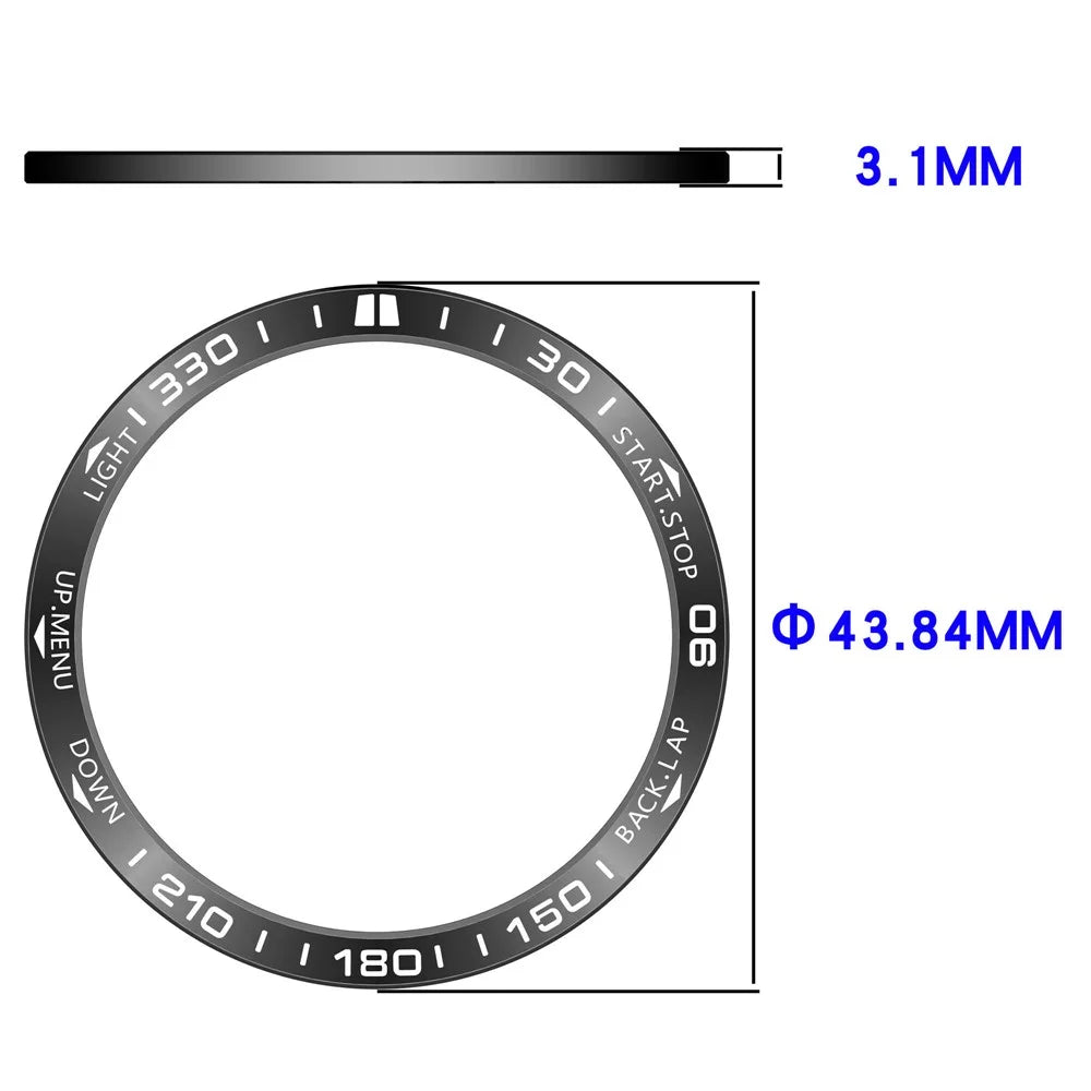 For Garmin Fenix 8 43mm AMOLED Version Stainless Steel Bezel Scratch Resistant Protective Ring - Black+White - 6