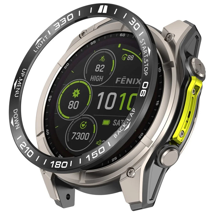 For Garmin Fenix 8 47mm AMOLED Version Stainless Steel Bezel Scratch Resistant Protective Ring - Black+White - 1