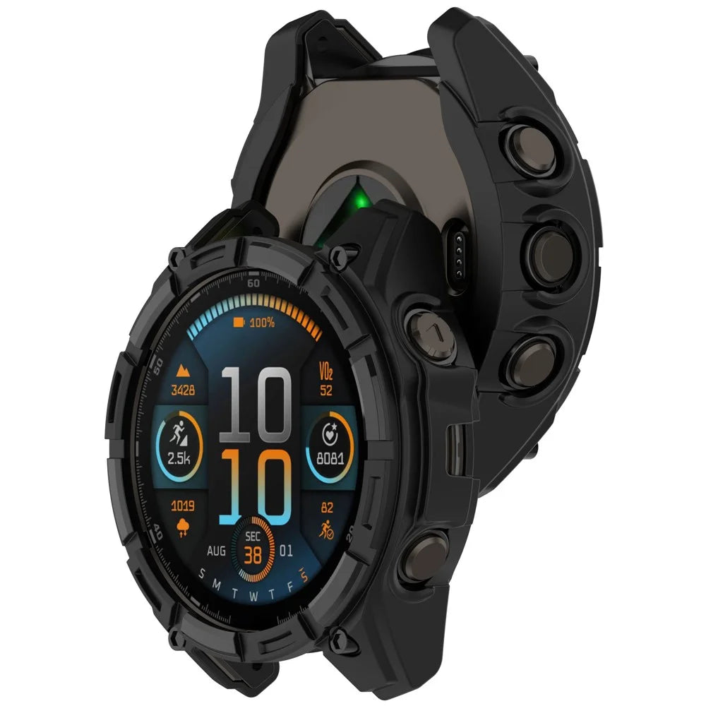 For Garmin Tactix 8 51mm AMOLED Version Soft TPU Watch Case Hollow Shockproof Bumper Frame Cover - Black - 6