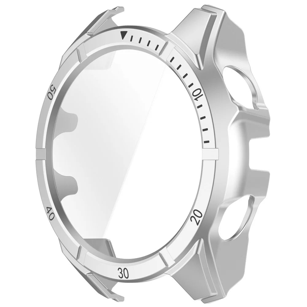 For Garmin Tactix 8 51mm AMOLED Version Watch Case PC Frame with Tempered Glass Screen Film - Silver+Black - 2
