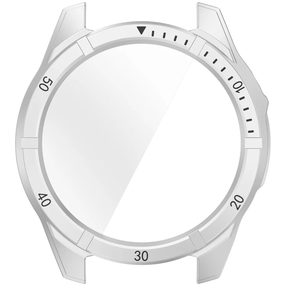 For Garmin Tactix 8 51mm AMOLED Version Watch Case PC Frame with Tempered Glass Screen Film - Silver+Black - 4