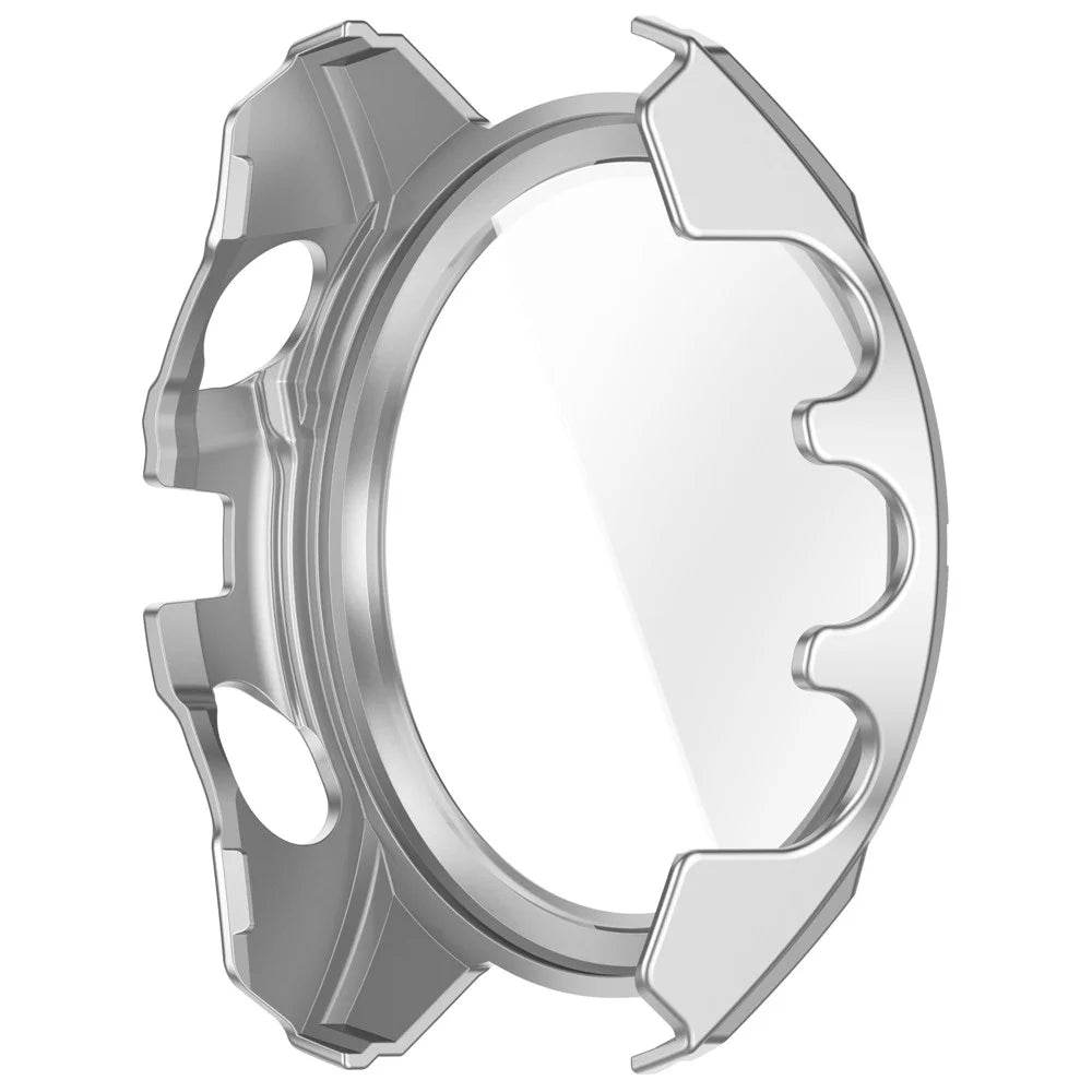 For Garmin Tactix 8 51mm SOLAR Version Watch Case PC Frame with Tempered Glass Screen Film - Silver+Black - 3