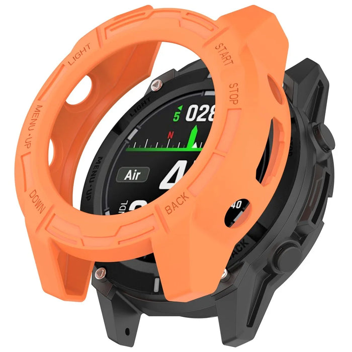 For Garmin Descent G2 Soft TPU Watch Case Hollow Shockproof Bumper Frame Cover - Orange - 1