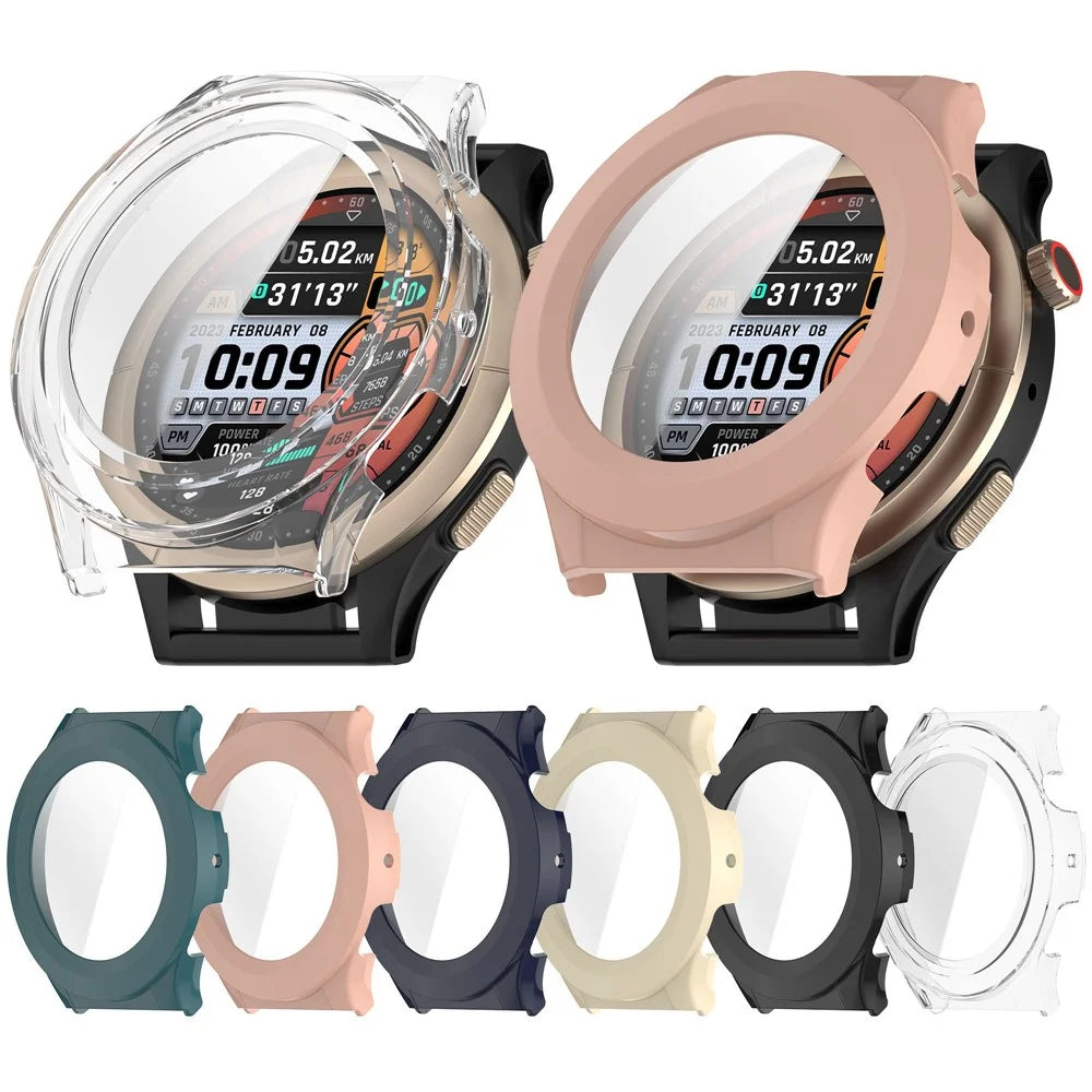 For Huami Amazfit Cheetah Round / Cheetah Pro Watch Case PC Frame with Glass Screen Film - Black - 7