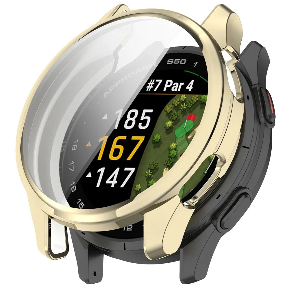 For Garmin Approach S50 Watch Case Soft TPU Protective Cover - Light Gold - 1