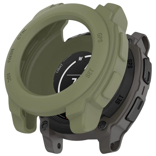 For Garmin Instinct E 40mm Watch Case Silicone Shockproof Bumper Frame - Army Green - 1