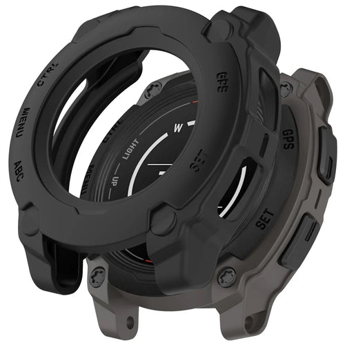 For Garmin Instinct E 40mm Armor Watch Case Shockproof TPU Rugged Protective Cover - Black - 1