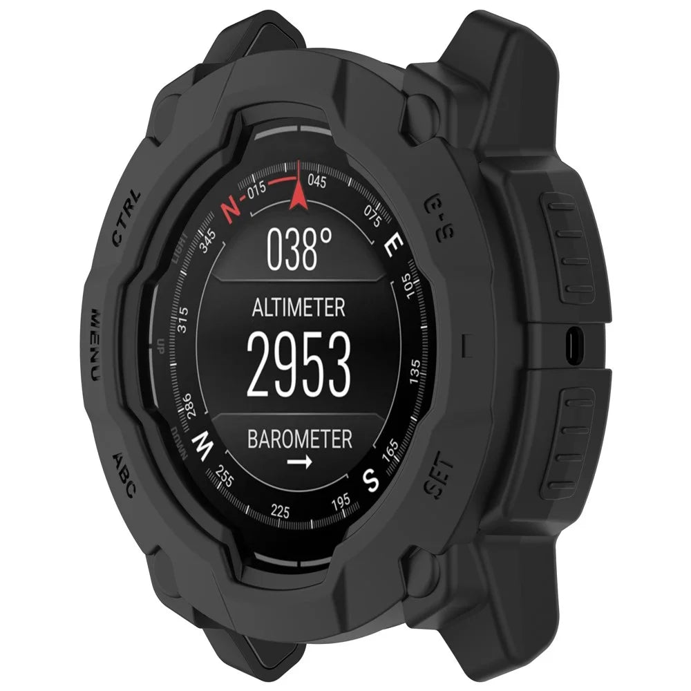 For Garmin Instinct E 45mm Armor Watch Case Shockproof TPU Rugged Protective Cover - Black - 5