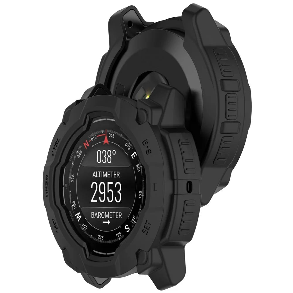 For Garmin Instinct E 45mm Armor Watch Case Shockproof TPU Rugged Protective Cover - Black - 6