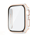 One-Piece Plated PC Frame + Tempered Glass Watch Protection Case for Apple Watch Series SE3 / SE2 / SE1 /  6 / 5 / 4 40mm - White / Champagne - 2