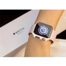 One-Piece Plated PC Frame + Tempered Glass Watch Protection Case for Apple Watch Series SE3 / SE2 / SE1 /  6 / 5 / 4 40mm - White / Champagne - 3