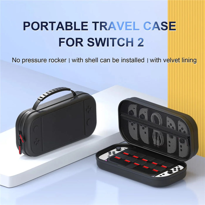 STARTRC GAMES Large Size Carrying Case for Nintendo Switch 2 PU Leather Storage Bag Protective Travel Pouch - Black - 6