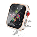 One-Piece Plated Hard PC and Tempered Glass Film Watch Case for Apple Watch Series SE3 / SE2 / SE1 /  6 / 5 / 4 44mm - White / Champagne - 4