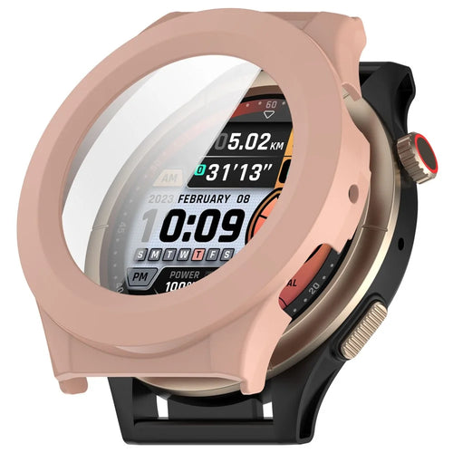 Watch Case for Huami Amazfit Cheetah Round / Cheetah Pro PC Frame Cover with Tempered Glass Screen Film - Pink - 1