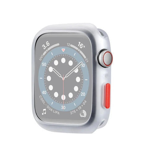 Candy Color Soft Silicone Smart Watch Frame Case for Apple Watch Series SE3 / SE2 / SE1 /  6 / 5 / 4 44mm - Transparent / Red - 1