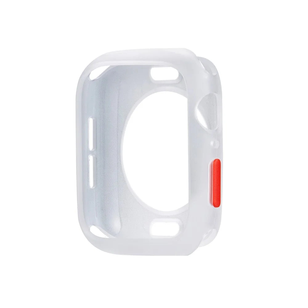 Candy Color Soft Silicone Smart Watch Frame Case for Apple Watch Series SE3 / SE2 / SE1 /  6 / 5 / 4 44mm - Transparent / Red - 2