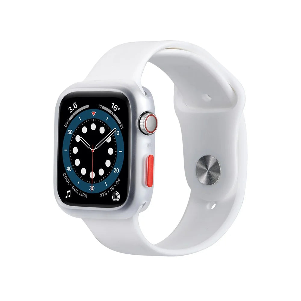 Candy Color Soft Silicone Smart Watch Frame Case for Apple Watch Series SE3 / SE2 / SE1 /  6 / 5 / 4 44mm - Transparent / Red - 5