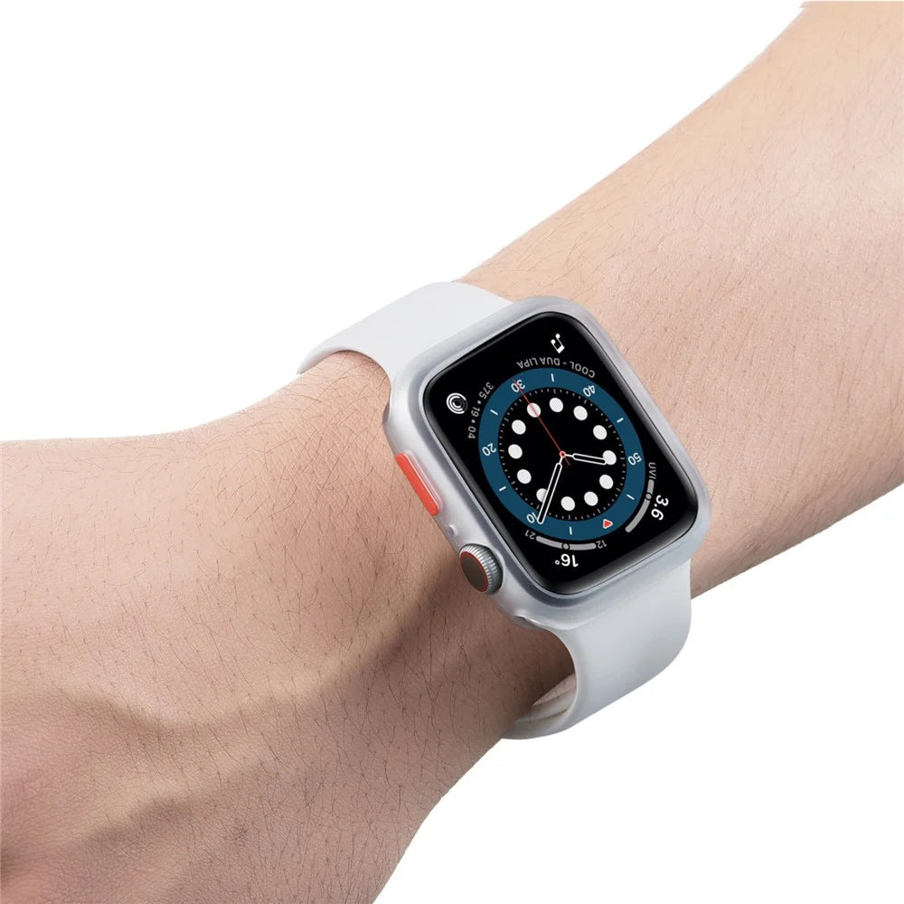 Candy Color Soft Silicone Smart Watch Frame Case for Apple Watch Series SE3 / SE2 / SE1 /  6 / 5 / 4 44mm - Transparent / Red - 6