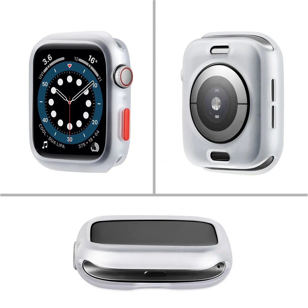 Candy Color Soft Silicone Smart Watch Frame Case for Apple Watch Series SE3 / SE2 / SE1 /  6 / 5 / 4 44mm - Transparent / Red - 7