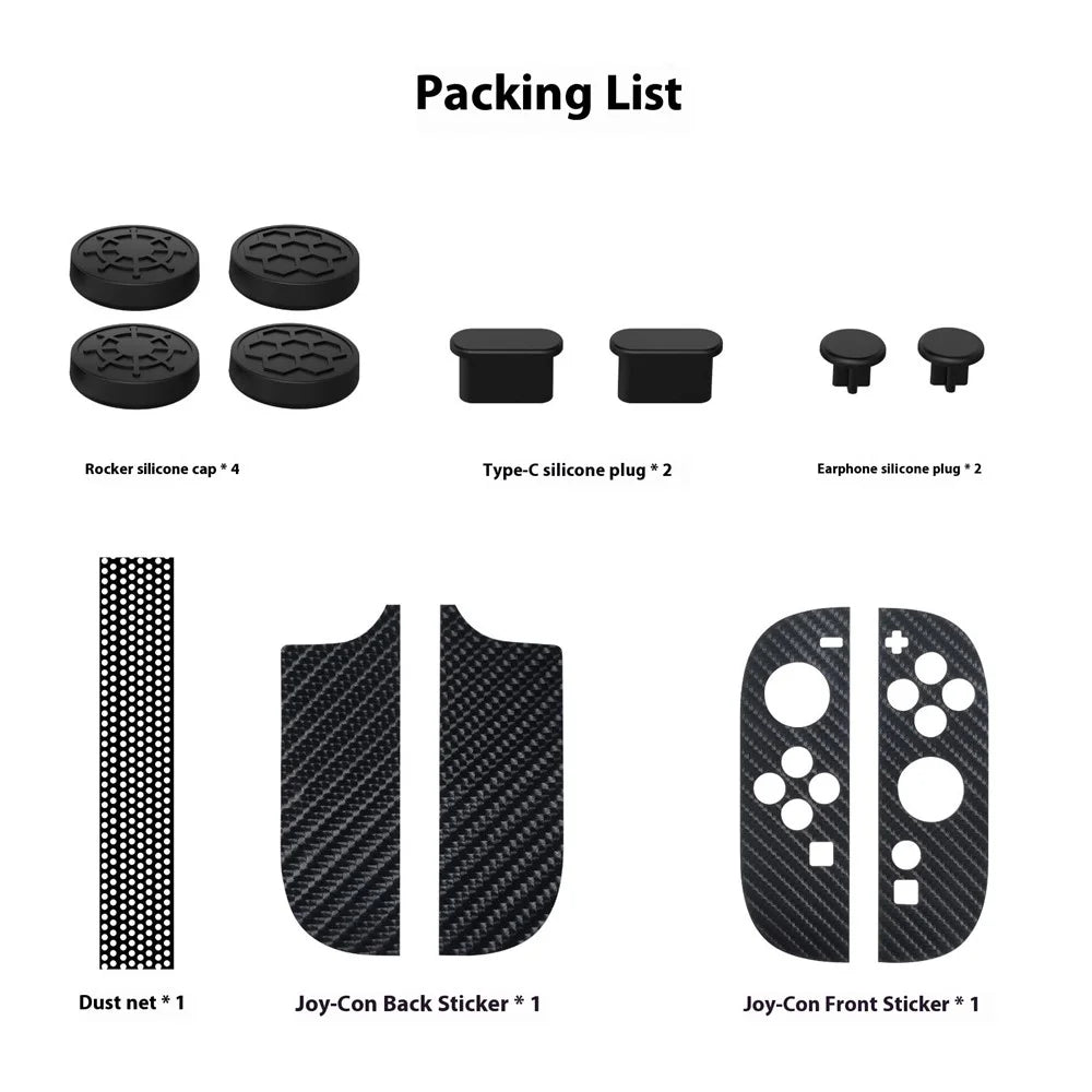 PGTECH GP-370 For Nintendo Switch 2 Game Console Protection Kit Dust Plugs Controller Stickers Silicone Rocker Caps Set - 7