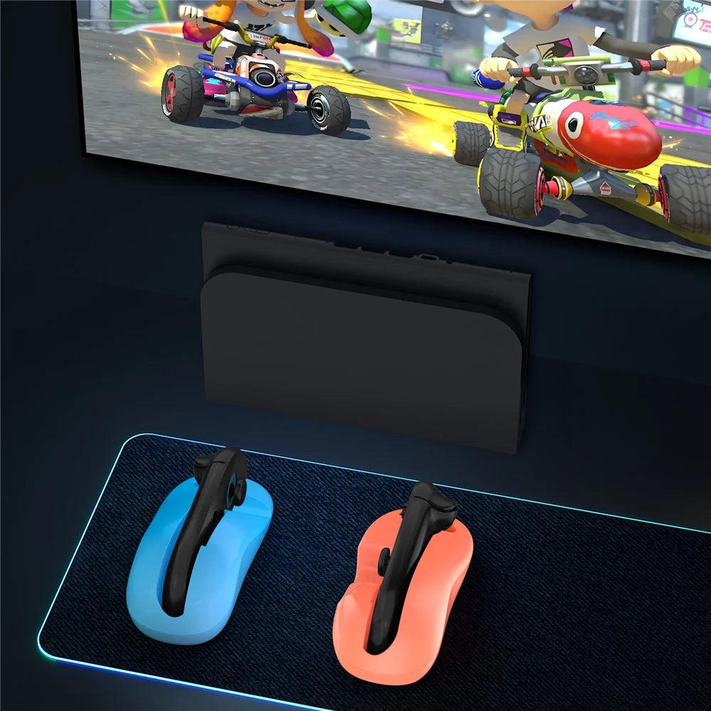 JYS-NS2296 2Pcs for Nintendo Switch 2 Joy-Con Grip Mouse Mini Portable Ergonomic Controller Base - Blue+Red - 5
