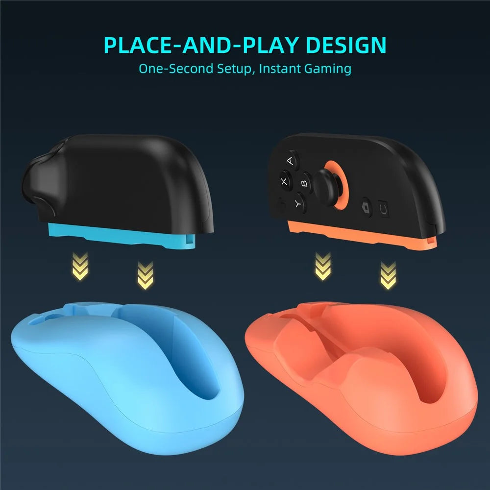 JYS-NS2296 2Pcs for Nintendo Switch 2 Joy-Con Grip Mouse Mini Portable Ergonomic Controller Base - Blue+Red - 6