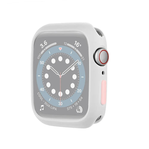 Candy Color Soft Silicone Smart Watch Protector Case for Apple Watch Series SE3 / SE2 / SE1 /  6 / 5 / 4 40mm - White / Pink - 1