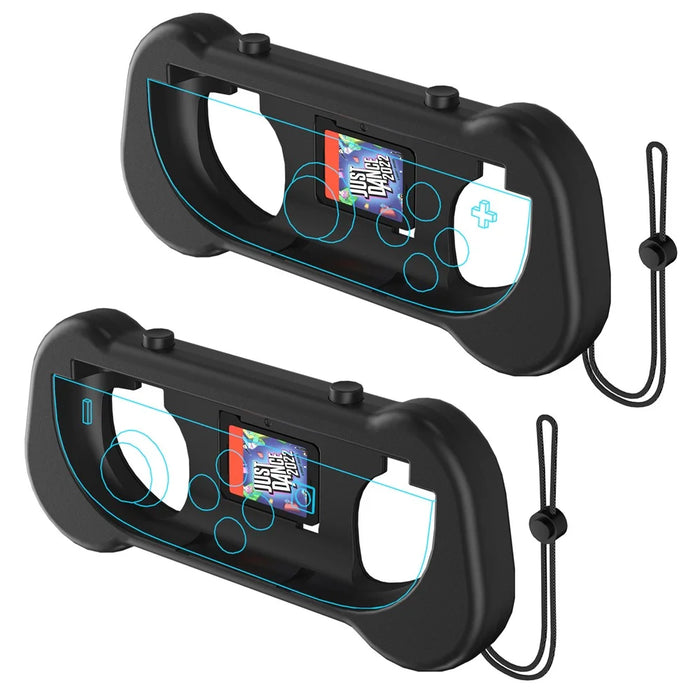 JYS-NS2263 2Pcs For Nintendo Switch 2 Joy-Con Grip Handle Ergonomic Controller Attachment with Wrist Strap - Black - 1